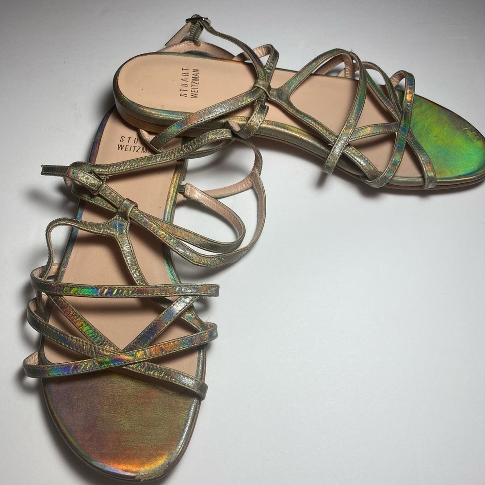 Stuart Weitzman Iridescent Multicolor Strappy Sandals